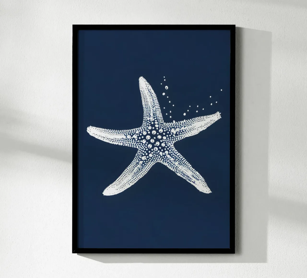 White Starfish Navy Blue Nautical Ocean Art hahnemühle de dawnthesea