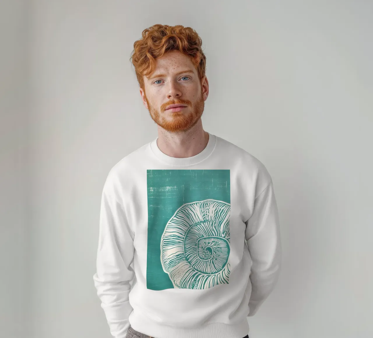 Spiral Shell Teal Abstract Coastal Art Print sweatshirt by dawnthesea