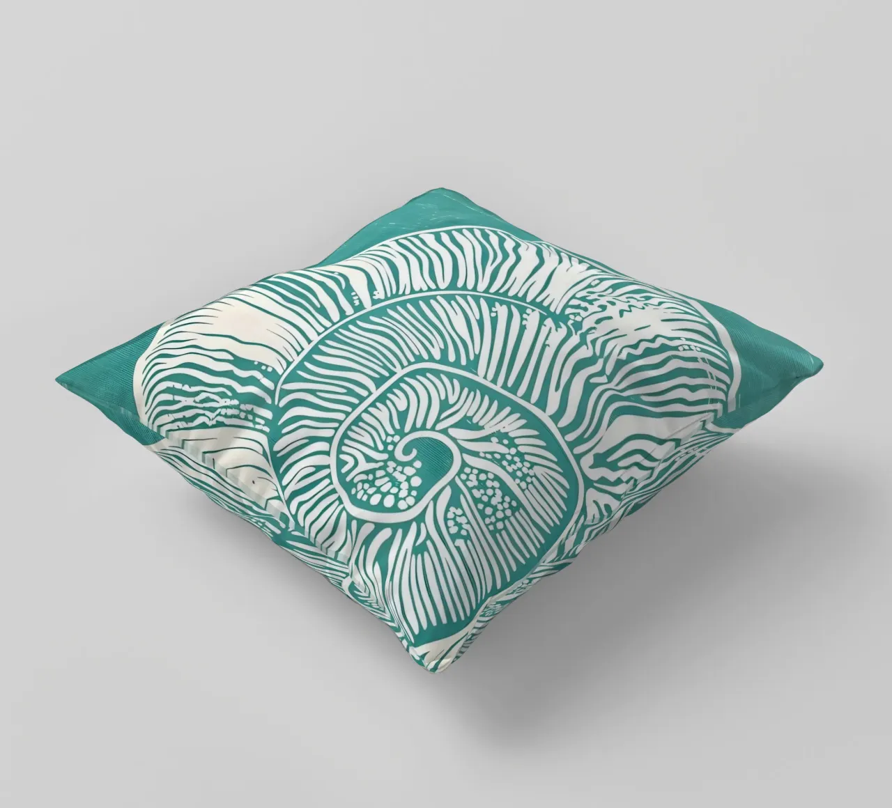 Spiral Shell Teal Abstract Coastal Art Print decorative cushion by dawnthesea