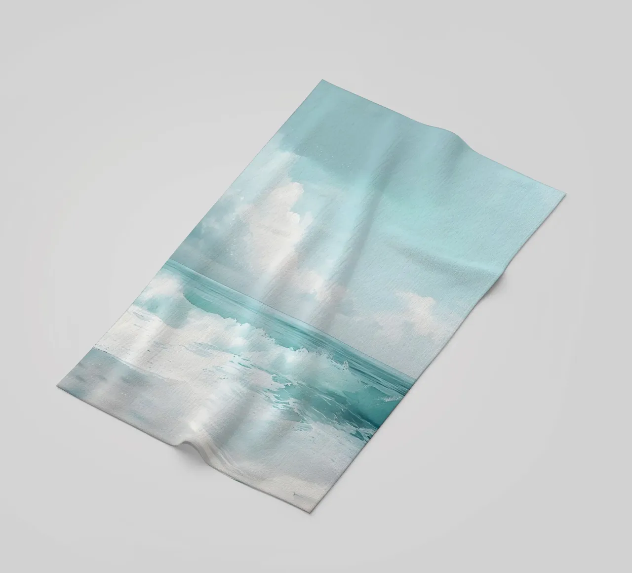Aqua Ocean Waves Serene Beach Landscape Art beach towel by dawnthesea