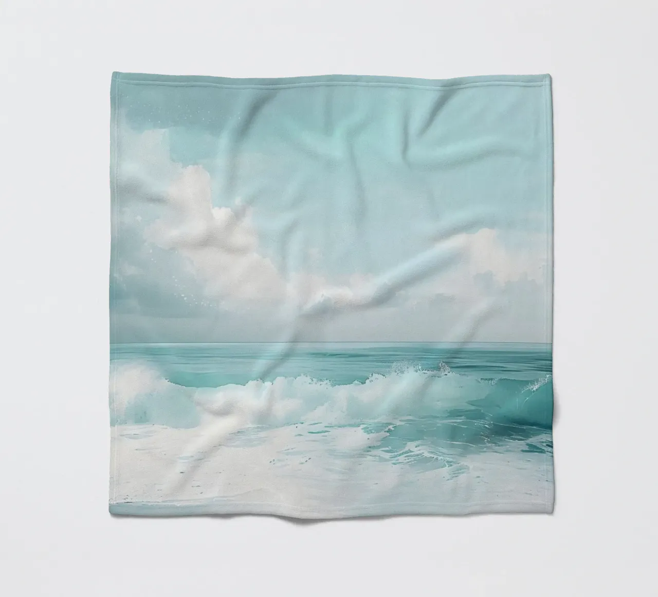 Aqua Ocean Waves Serene Beach Landscape Art fleece blanket by dawnthesea