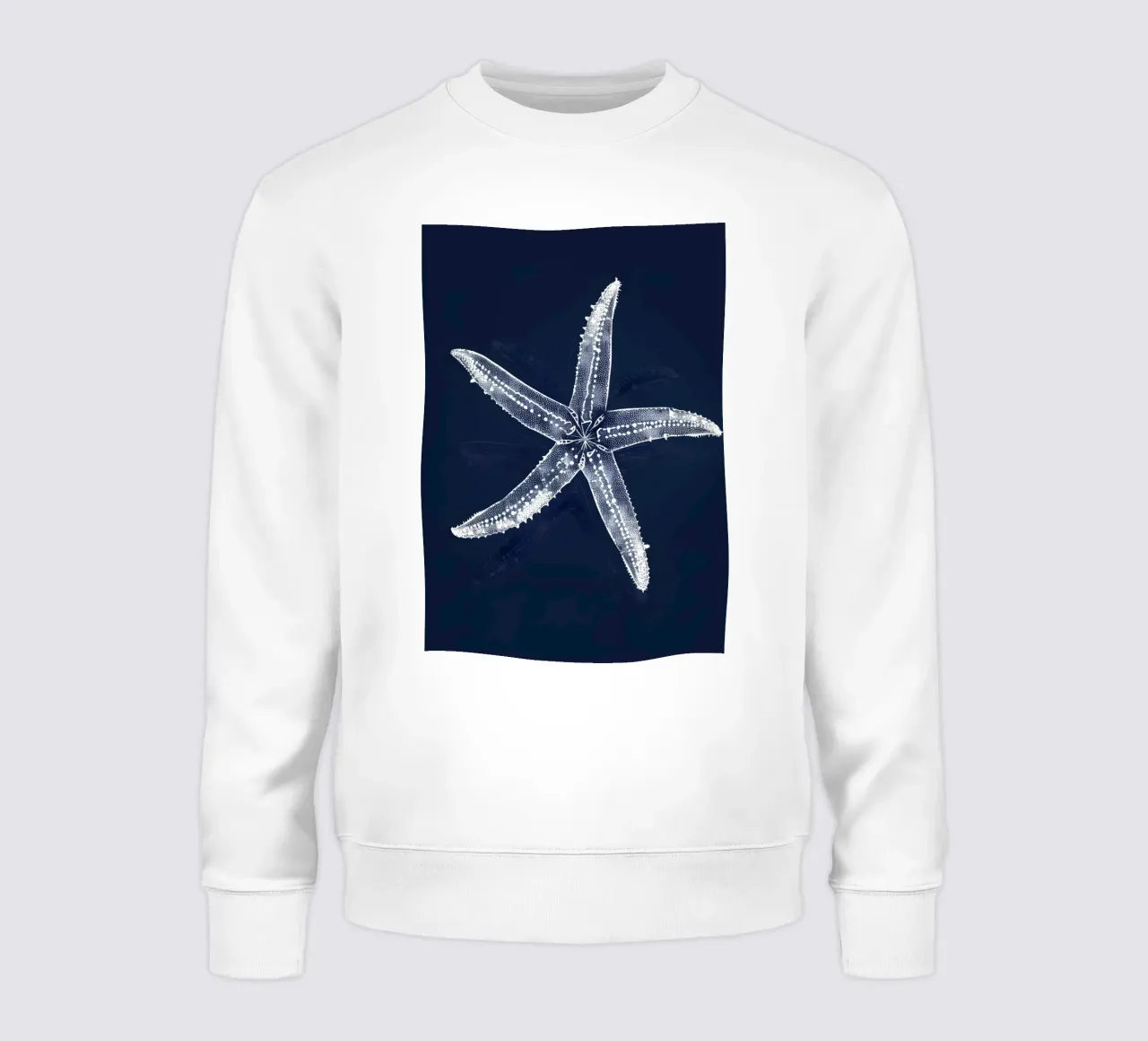 Zeester Blauwdruk Marine Blauw Nautisch Decor sweatshirt van dawnthesea