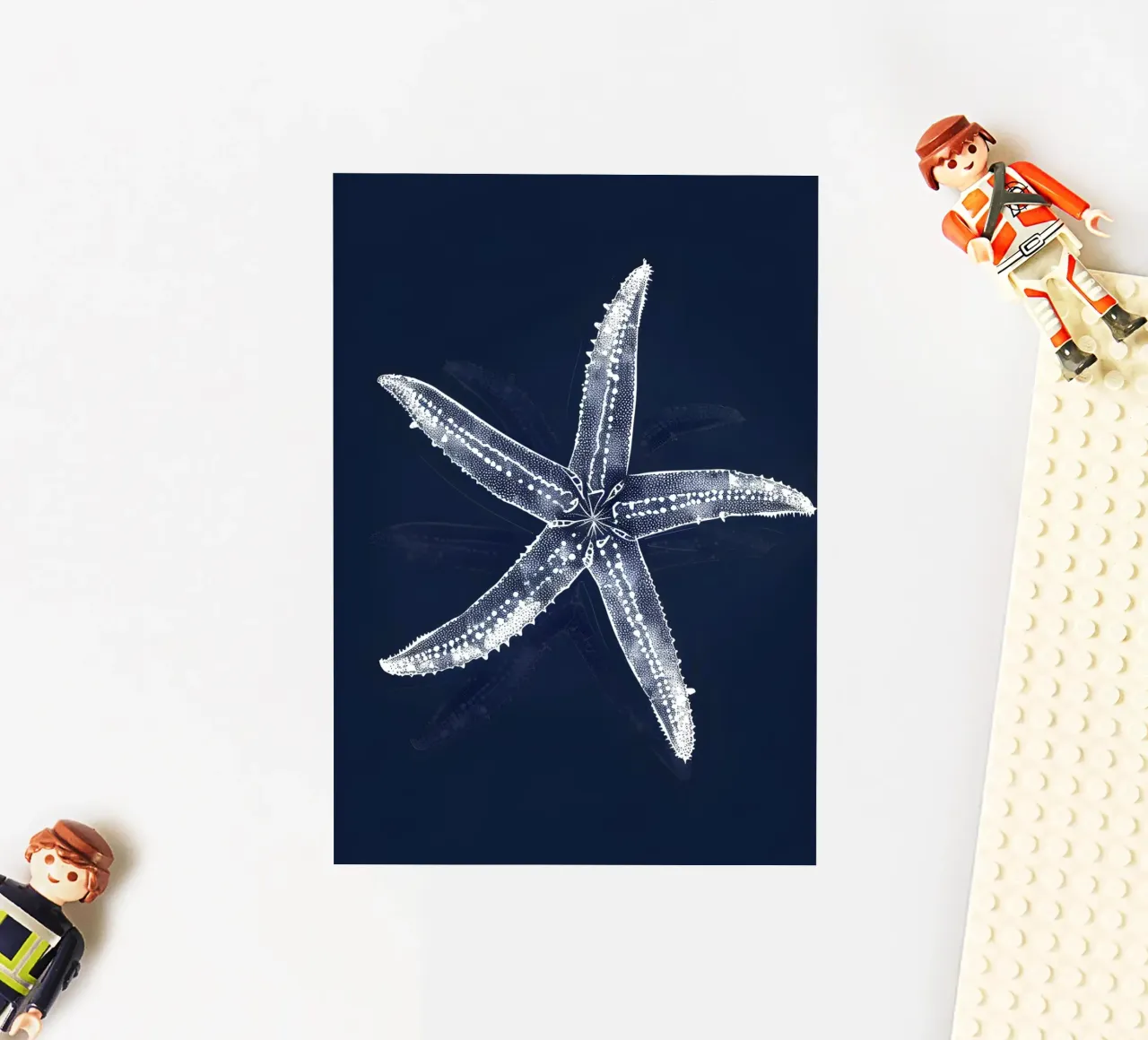Zeester Blauwdruk Marine Blauw Nautisch Decor sticker van dawnthesea
