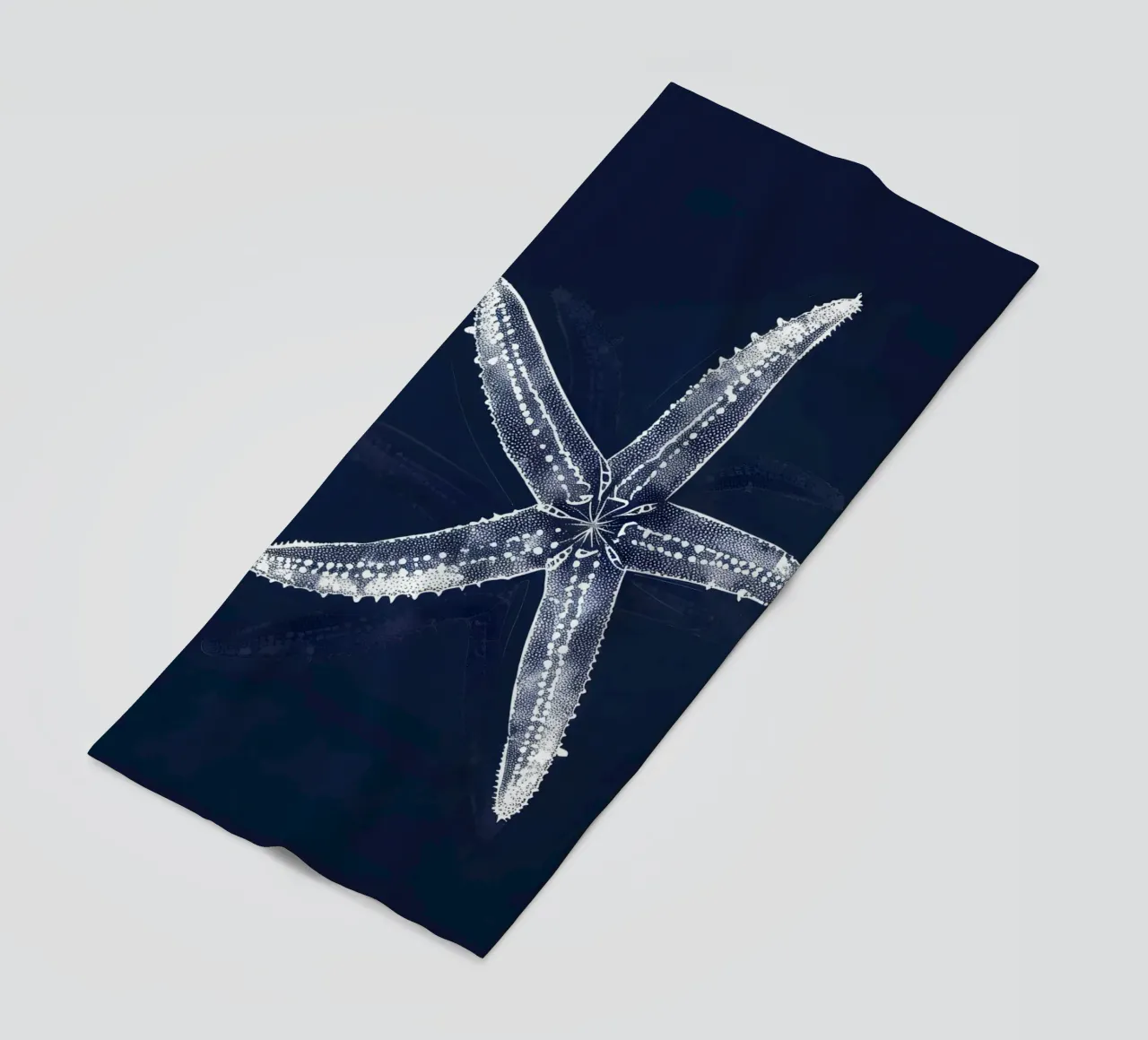 Starfish Blueprint Navy Blue Nautical Decor beach towel by dawnthesea