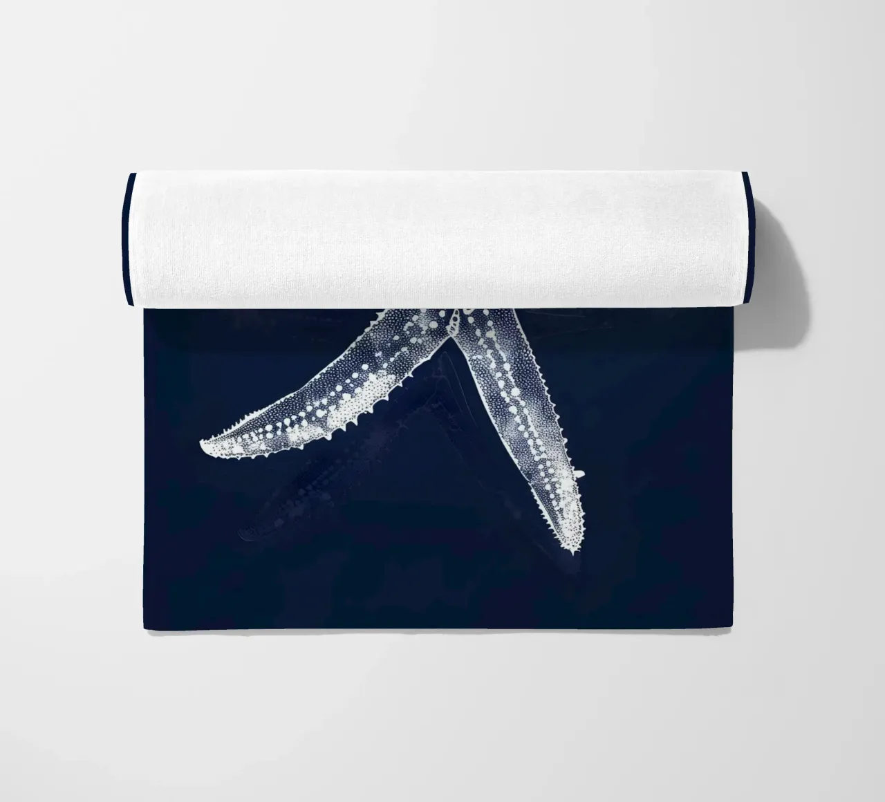 Starfish Blueprint Navy Blue Nautical Decor beach towel by dawnthesea