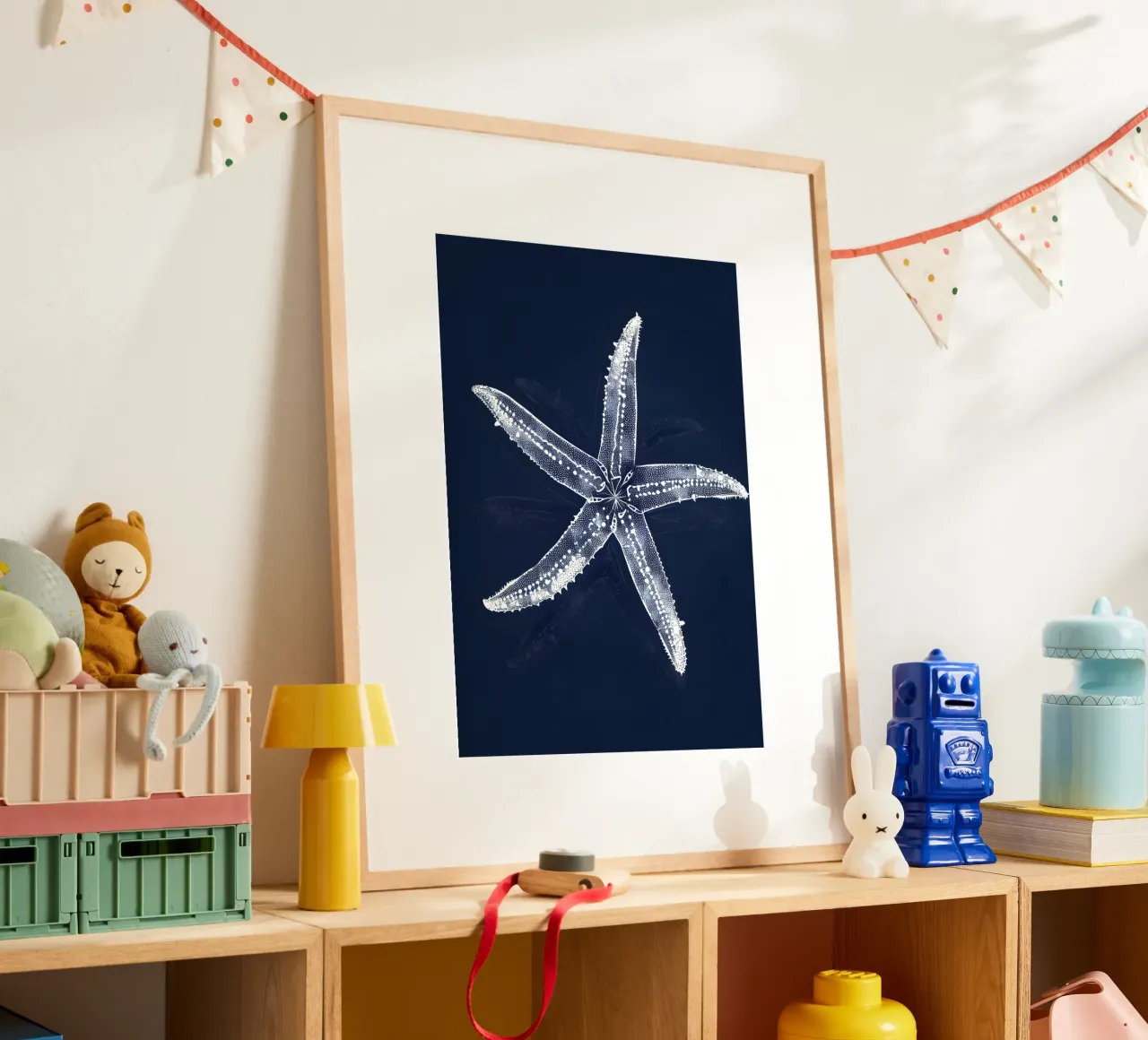 Starfish Blueprint Navy Blue Nautical Decor hahnemühle by dawnthesea