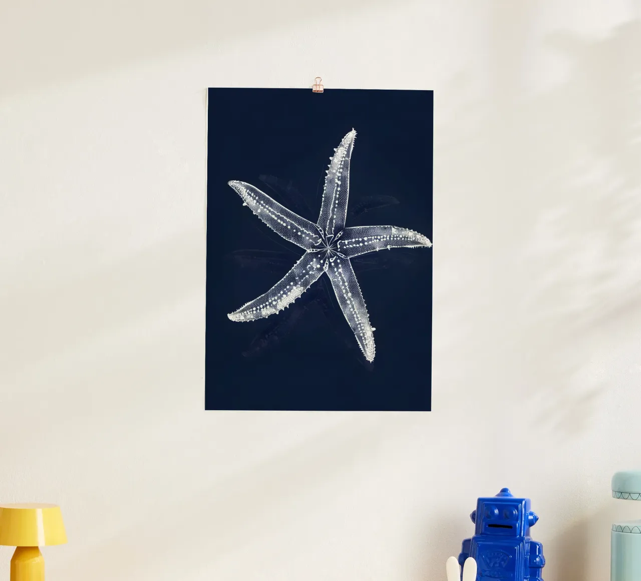 Starfish Blueprint Navy Blue Nautical Decor hahnemühle by dawnthesea
