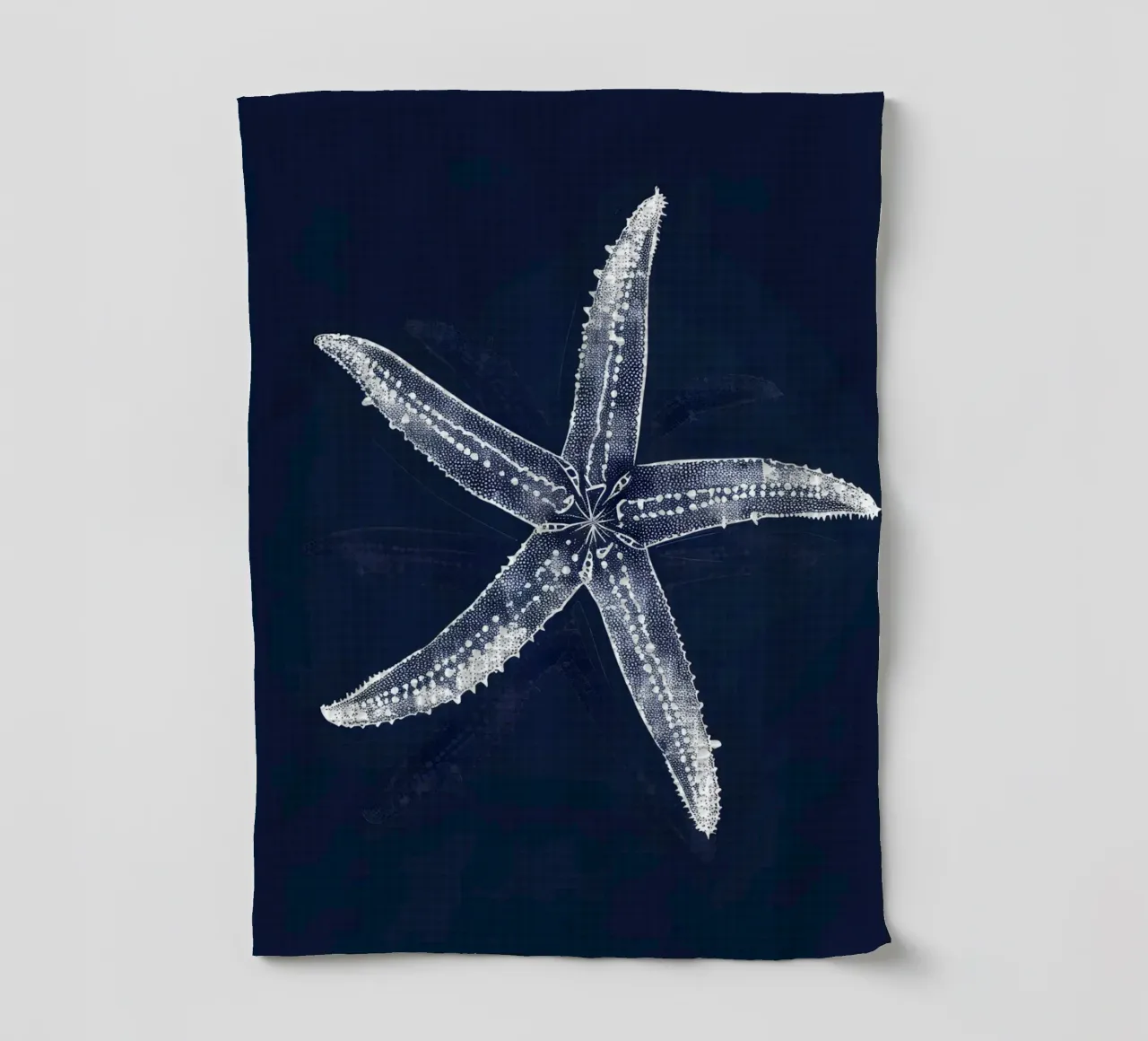 Starfish Blueprint Navy Blue Nautical Decor tea towel by dawnthesea