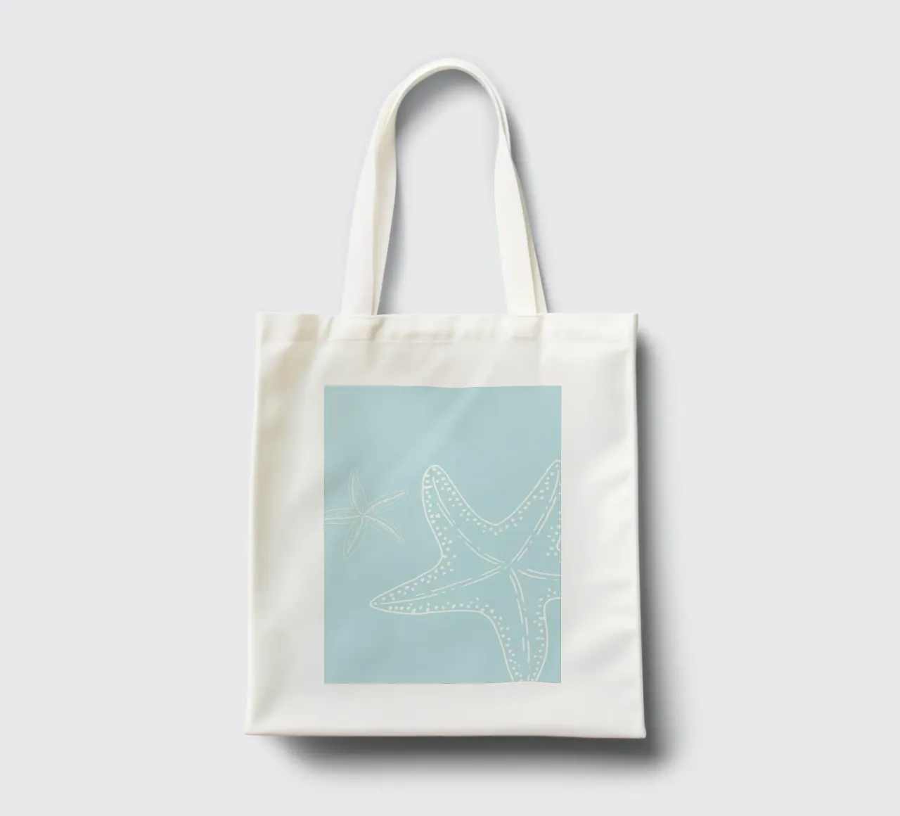 Starfish Duet Pale Blue Coastal Minimalist Art tote bag by dawnthesea