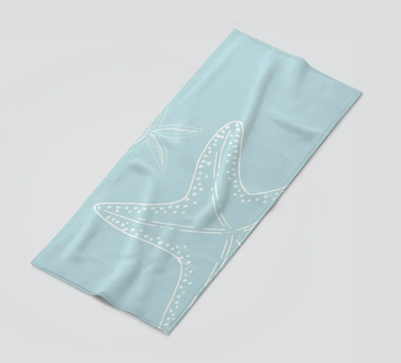 Starfish Duet Pale Blue Coastal Minimalist Art beach towel by dawnthesea