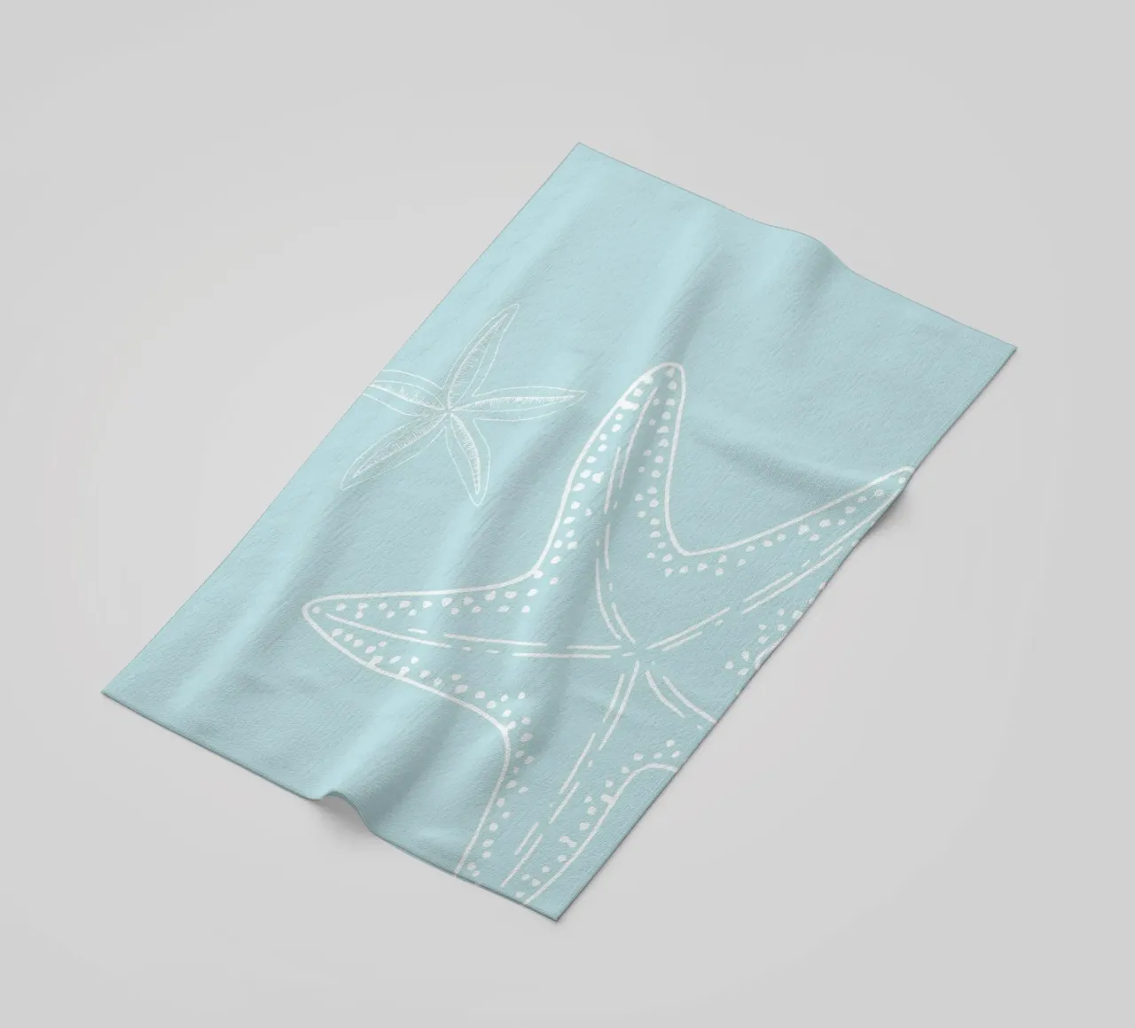 Starfish Duet Pale Blue Coastal Minimalist Art beach towel by dawnthesea