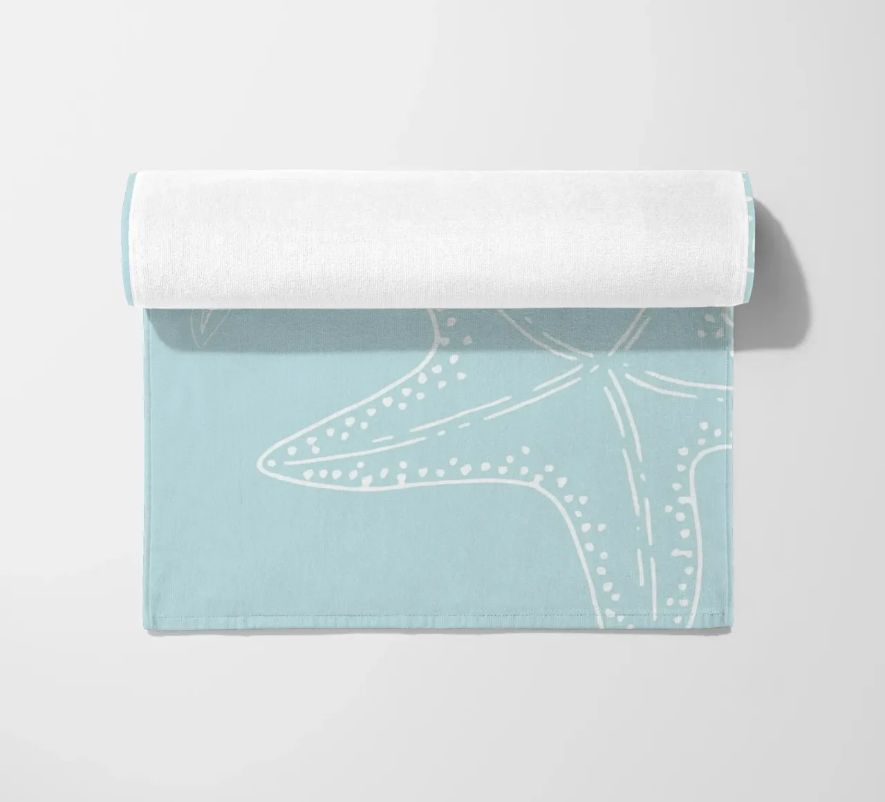 Starfish Duet Pale Blue Coastal Minimalist Art beach towel by dawnthesea