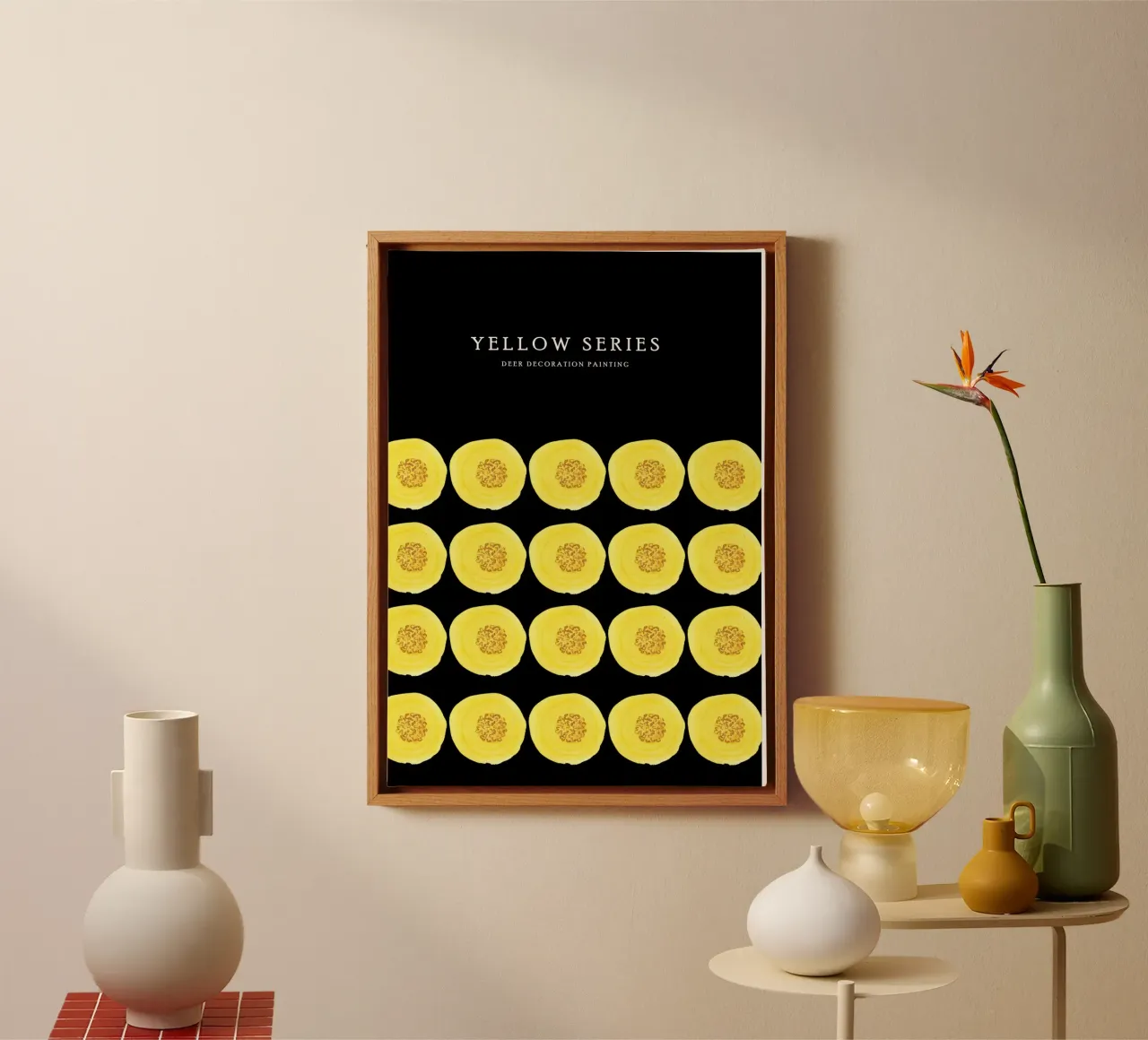 yellow series 2 lienzo con Marco flotante de vintageshop