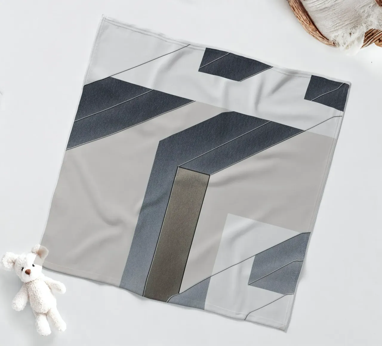 abstract geometric gray continuous coperta in pile da vintageshop