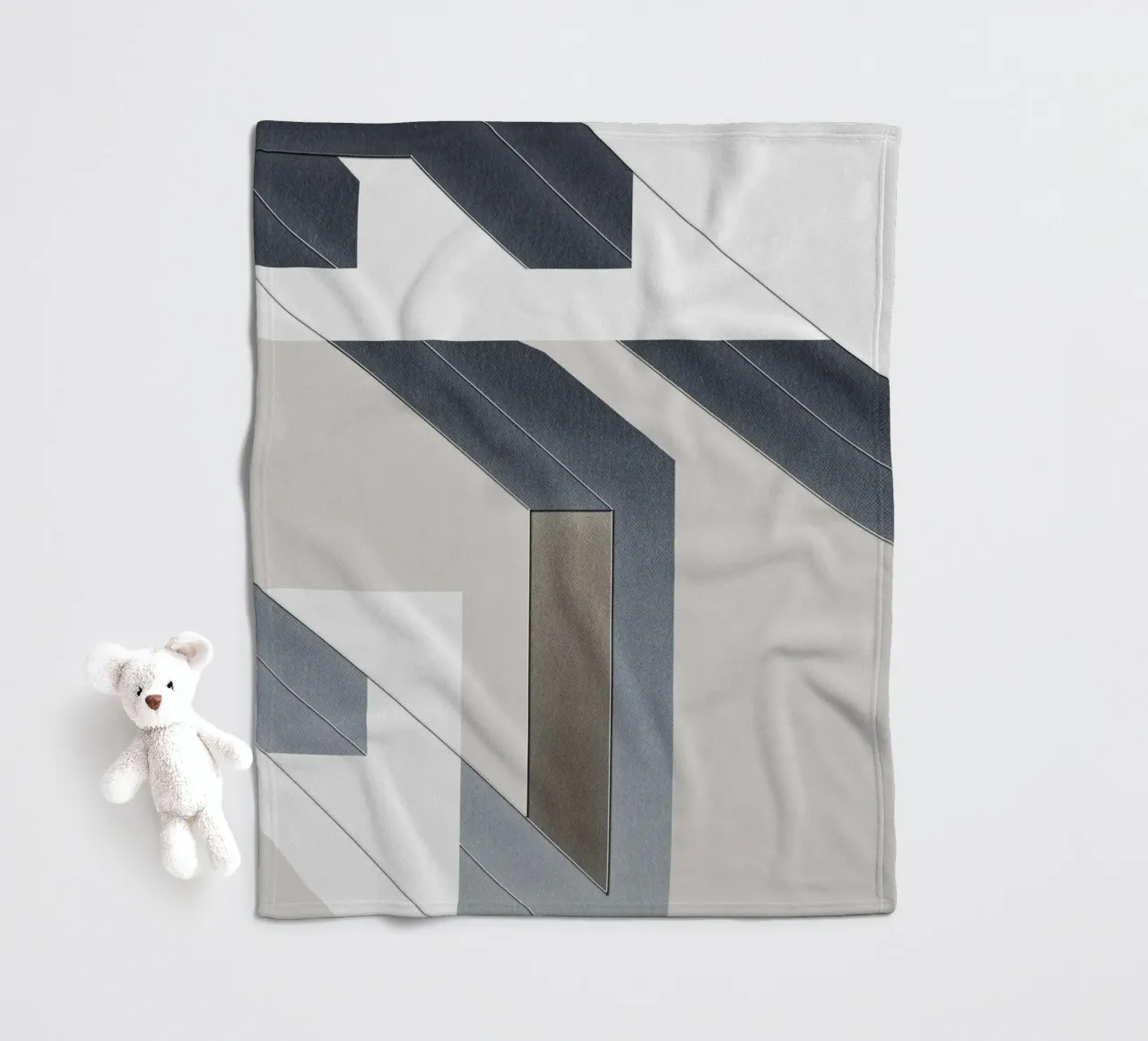 abstract geometric gray continuous coperta in pile da vintageshop