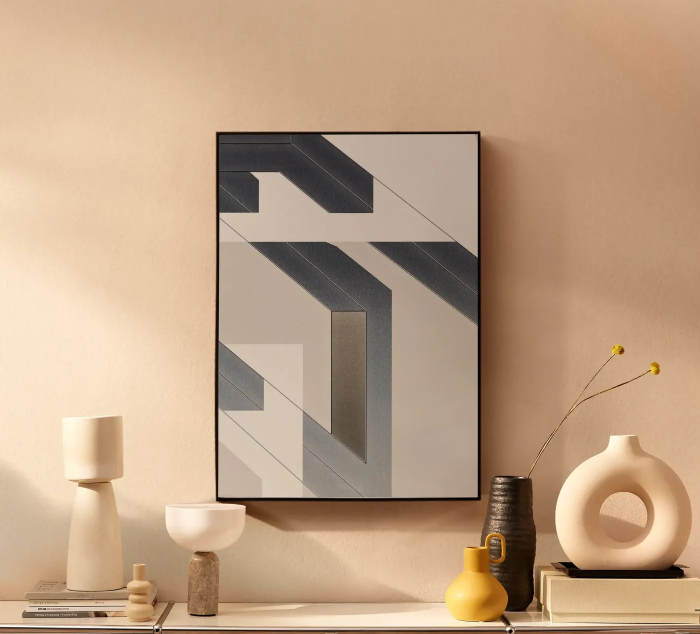 abstract geometric gray continuous acrylic glass by vintageshop