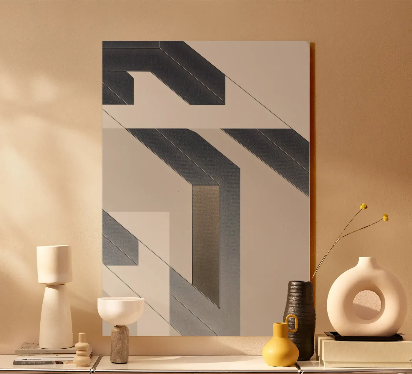abstract geometric gray continuous acrylic glass by vintageshop