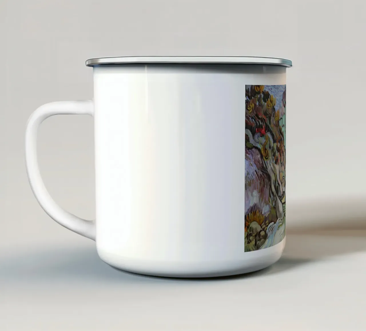 fiumi e rocce in montagna tazza in smalto da cloud shop