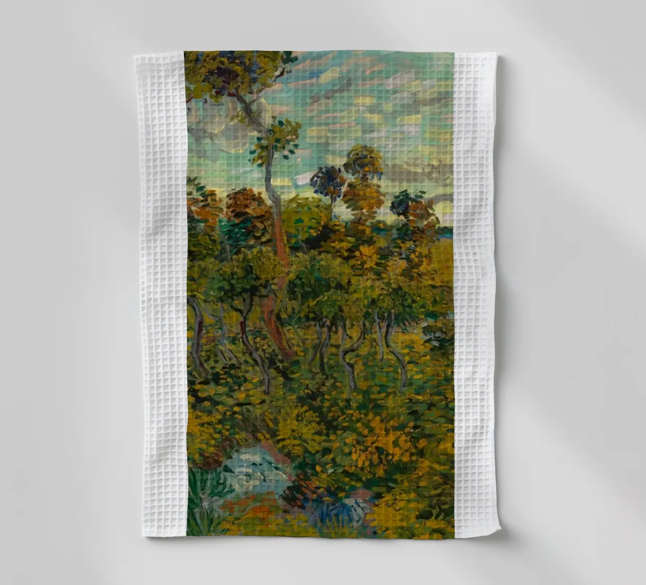 vue de la forêt dense le matin torchon de cloud shop