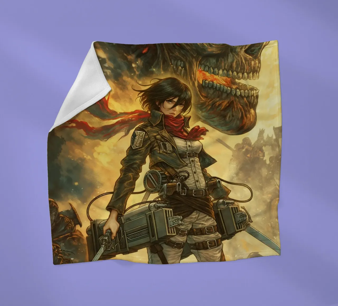 Mikasa Ackerman Attacco su Titano coperta in pile da Fleur de Lys
