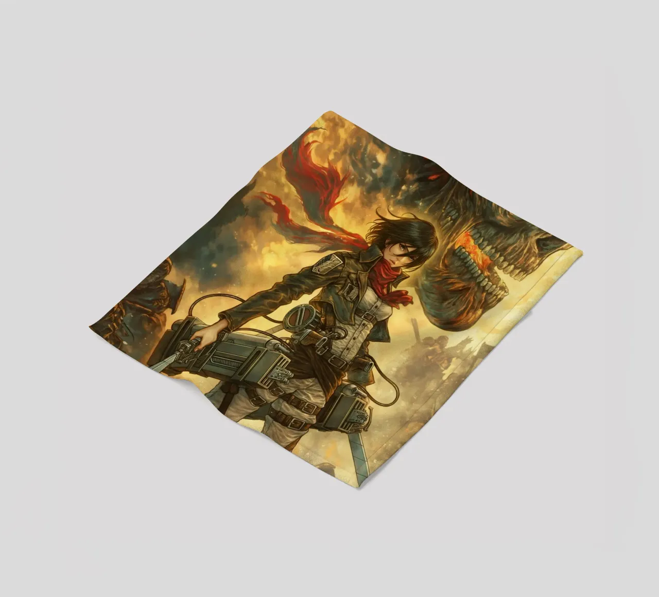 Mikasa Ackerman Attacco su Titano coperta in pile da Fleur de Lys
