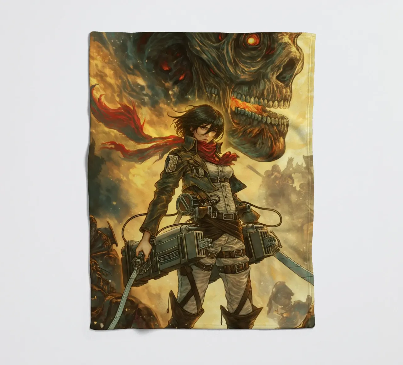 Mikasa Ackerman Attacco su Titano coperta in pile da Fleur de Lys