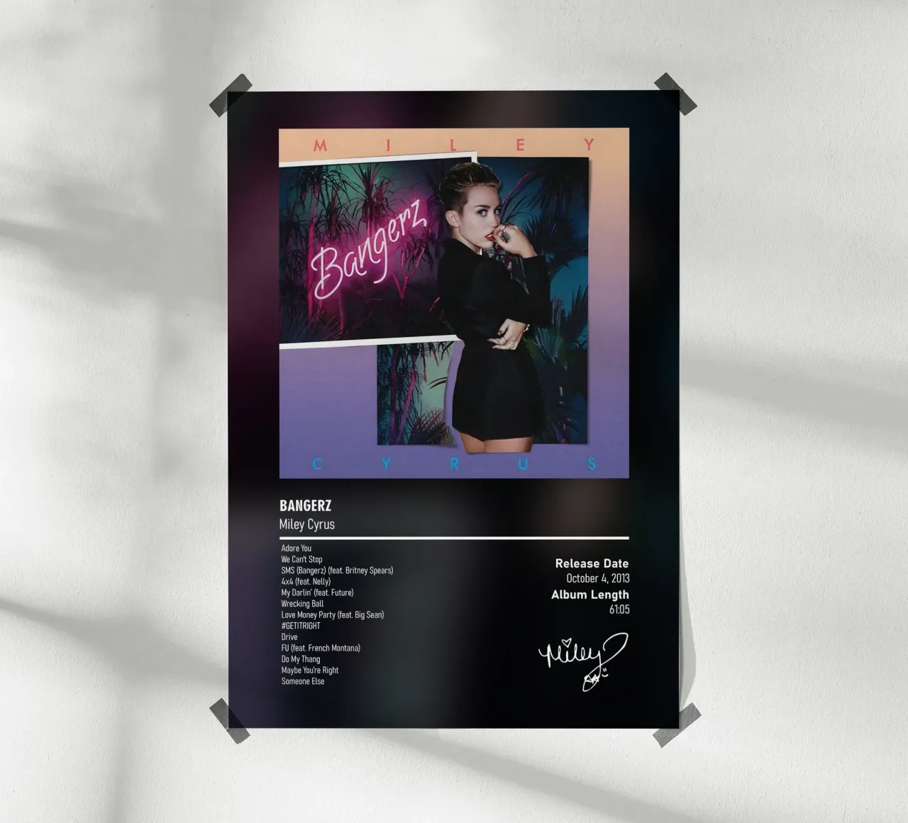 Bangerz By Miley Cyrus poster con telaio in alluminio da DGUnder