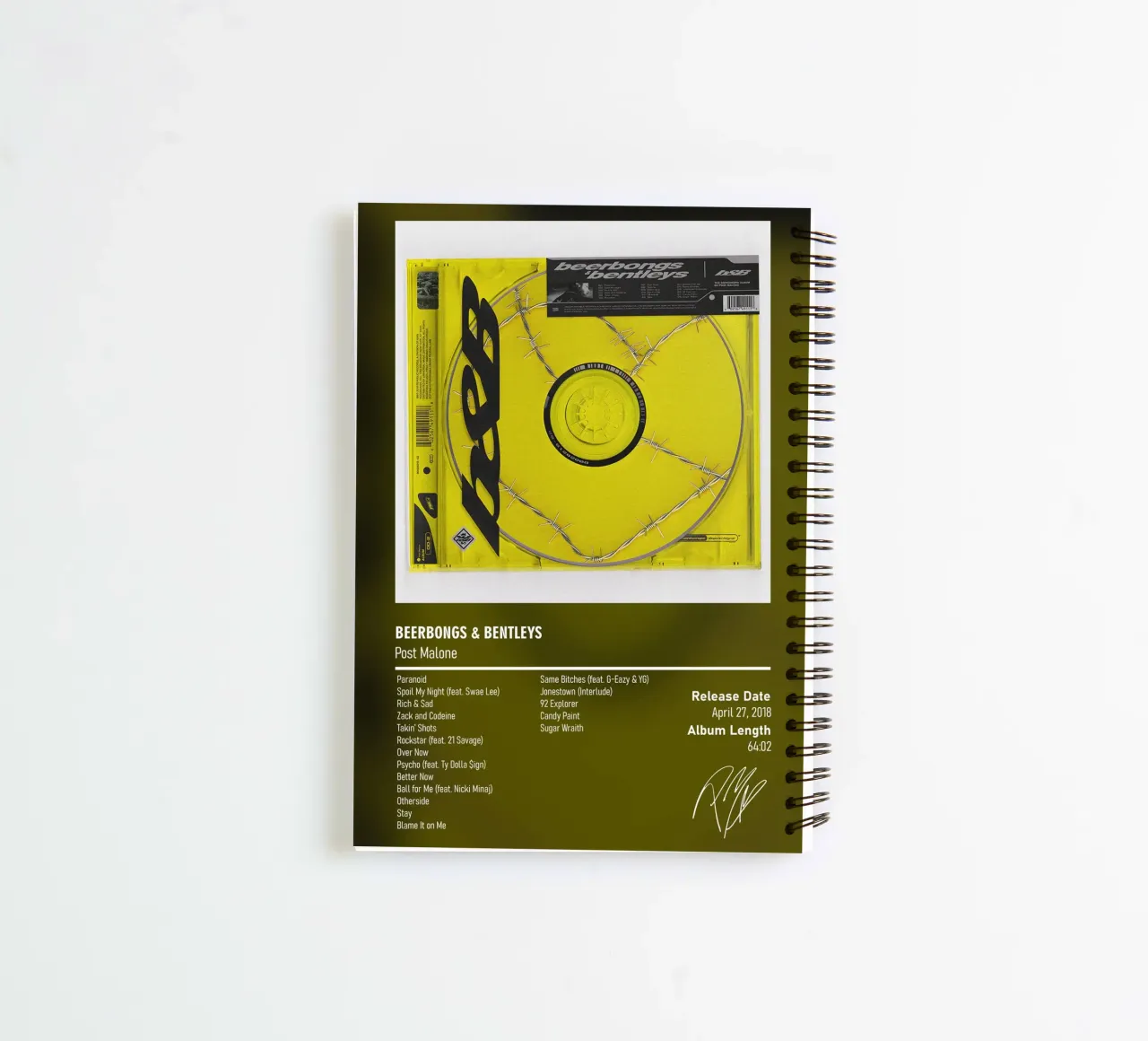 Beerbongs & Bentleys By Post Malone diario ad anelli da DGUnder