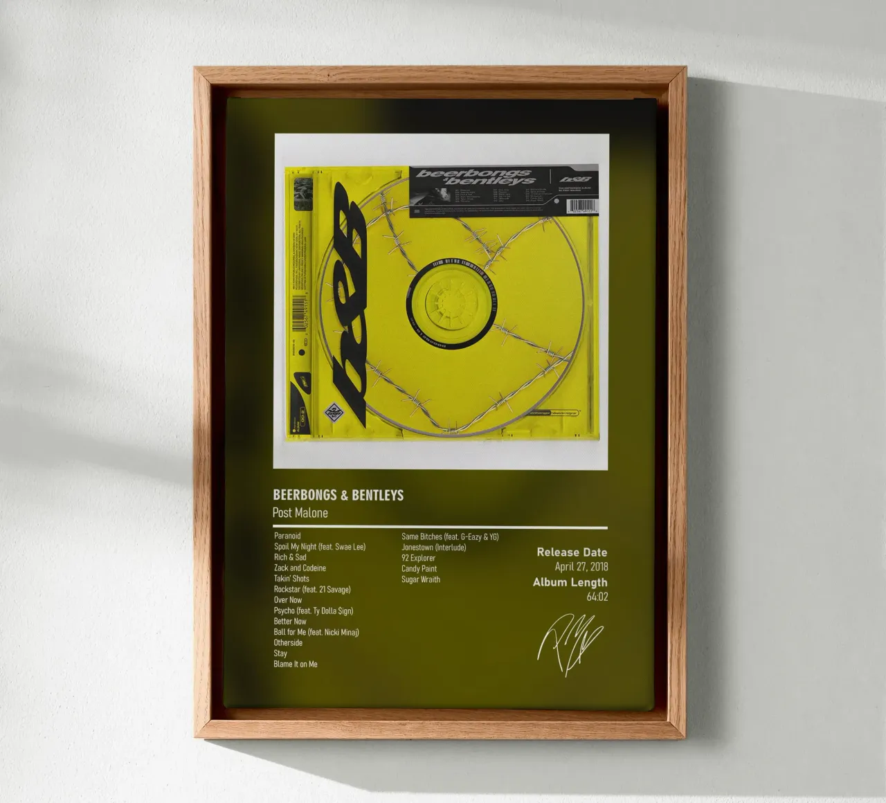 Beerbongs & Bentleys By Post Malone tela con Cornice a cassetta da DGUnder