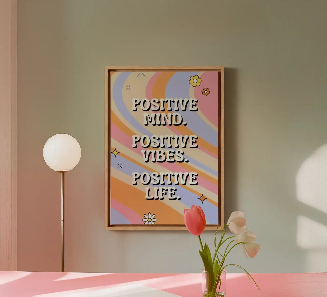 quots positieve geest canvas met Baklijst van art quots shop
