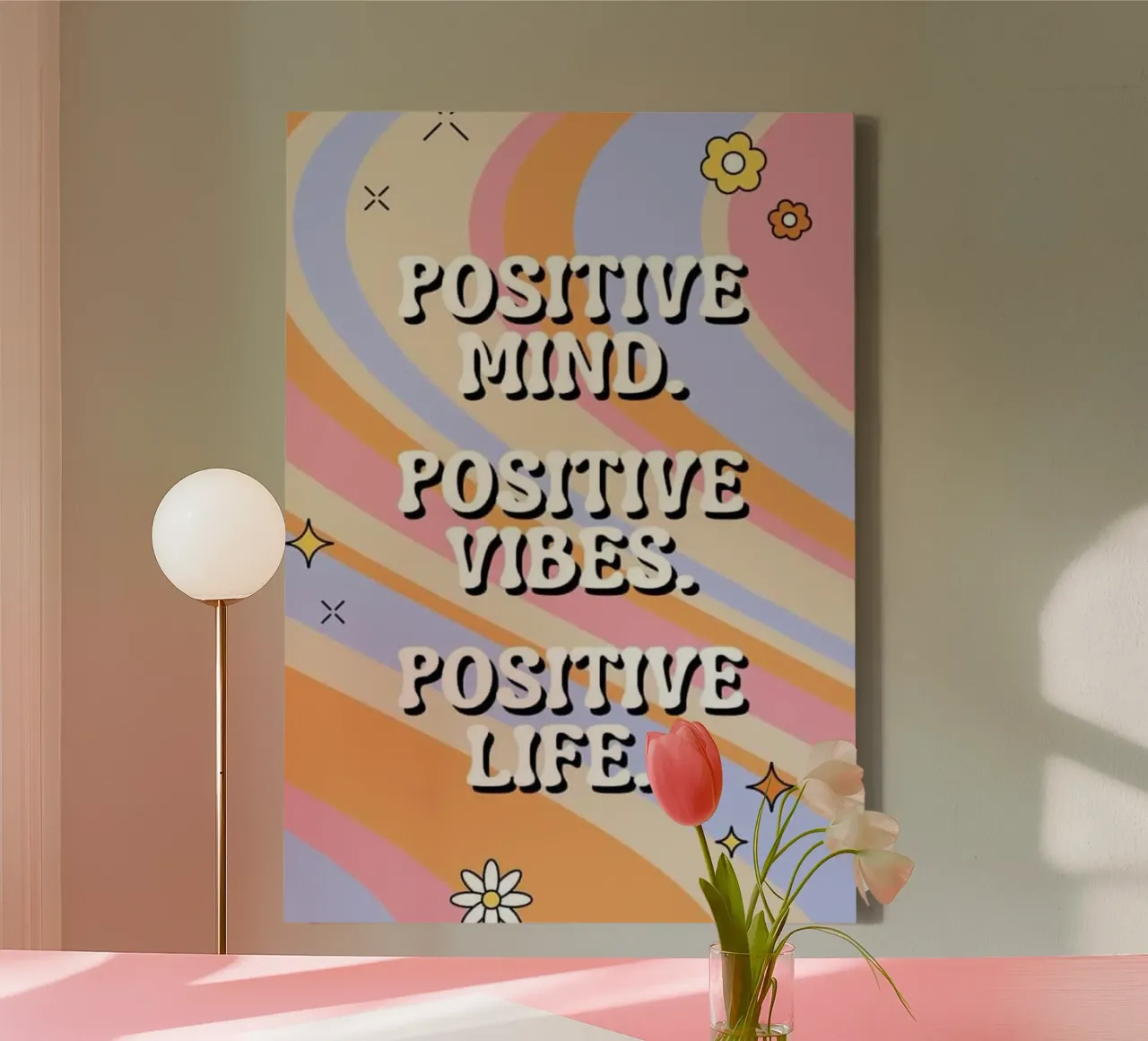 quots positieve geest canvas met Baklijst van art quots shop