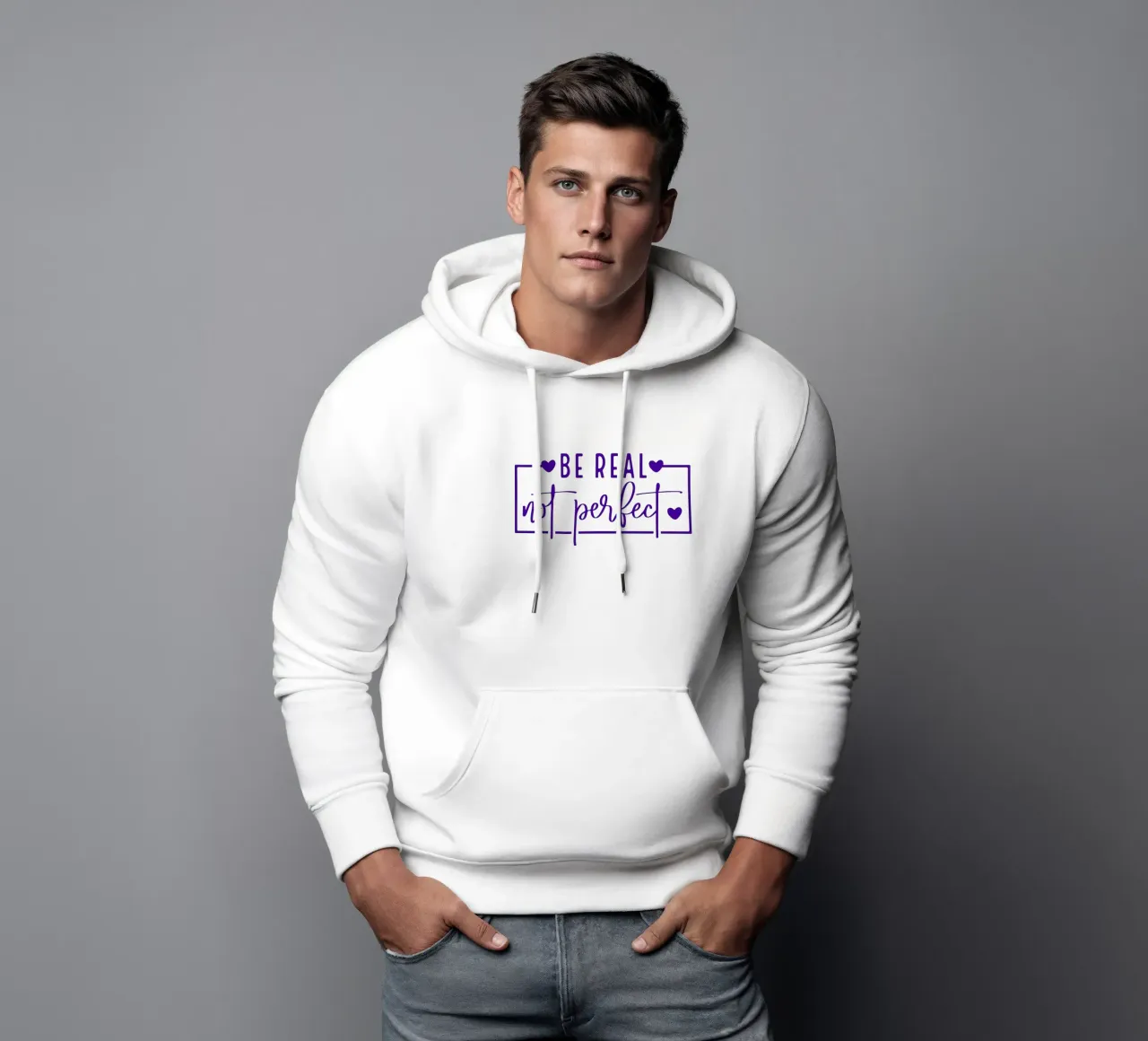 Essere reali, non perfetti felpa con cappuccio da Whiskers & Ink Kreations