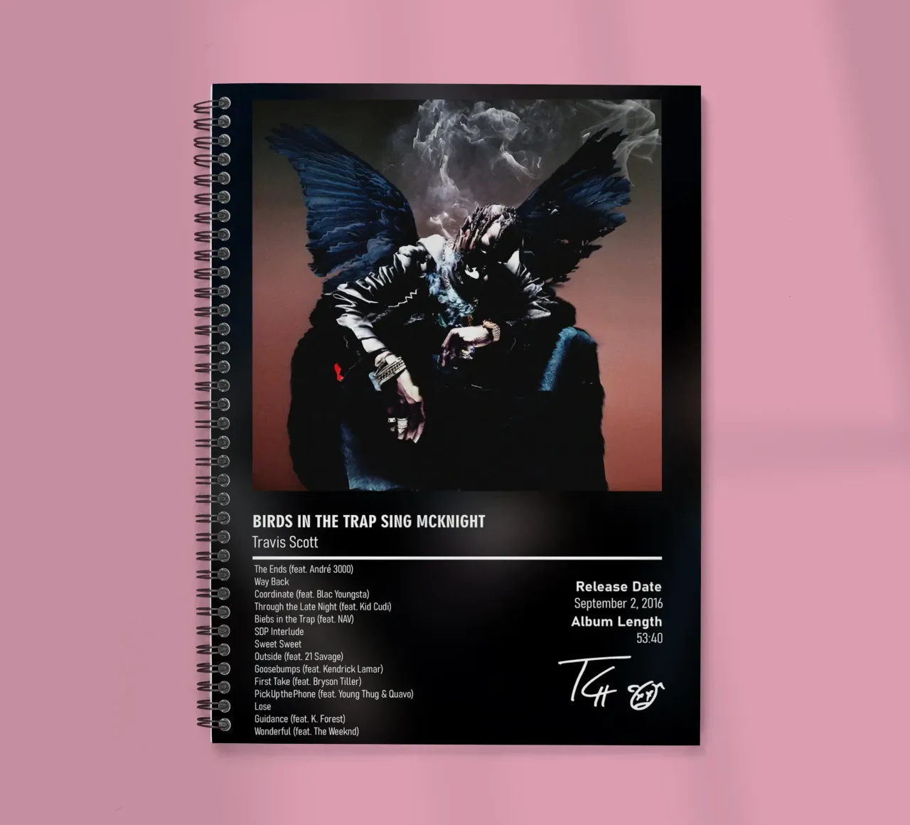 Birds in the Trap Sing McKnight (2016) by Travis Scott spiral notebook by DGUnder