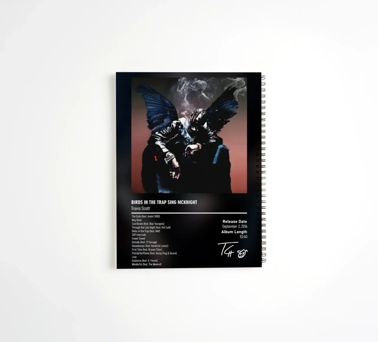 Birds in the Trap Sing McKnight (2016) by Travis Scott spiral notebook by DGUnder