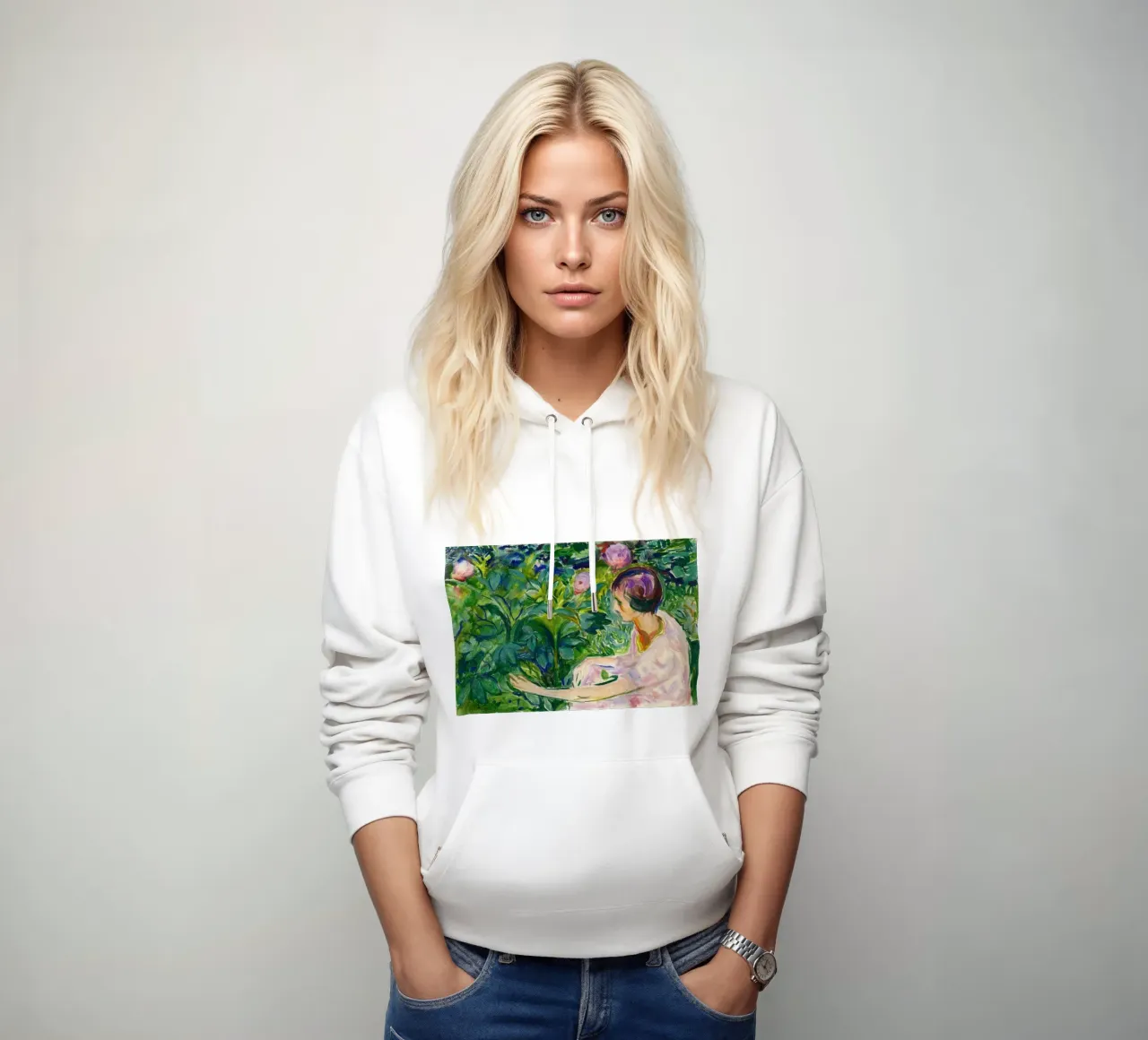 bambina che raccoglie fiori felpa con cappuccio da cupcup art