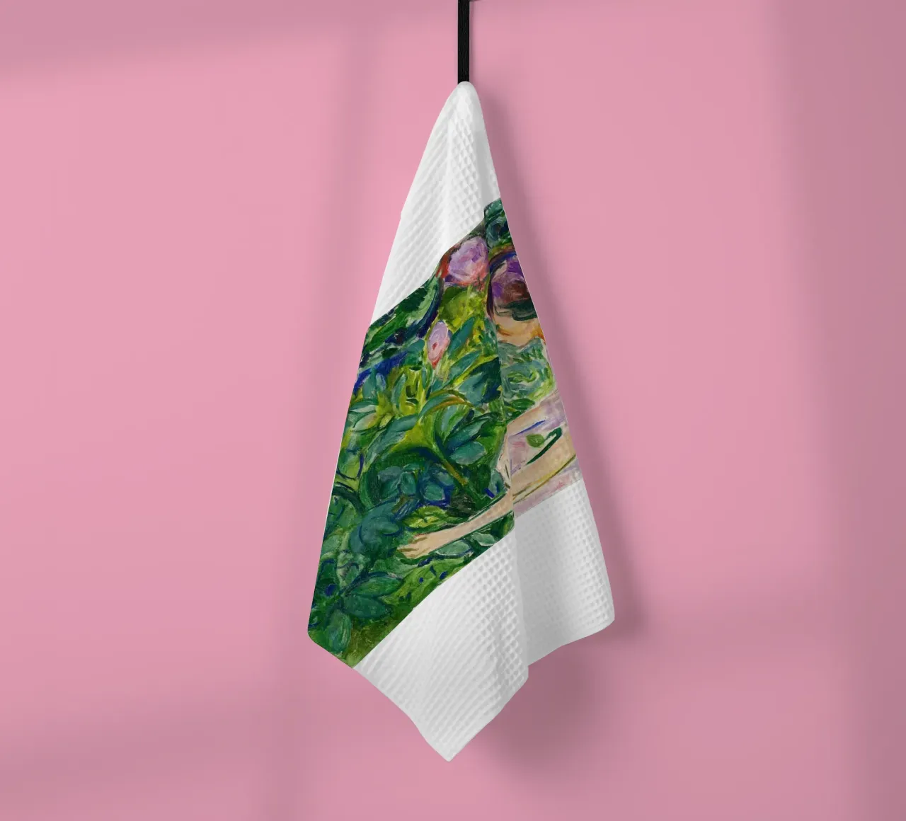 petite fille cueillant des fleurs torchon de cupcup art