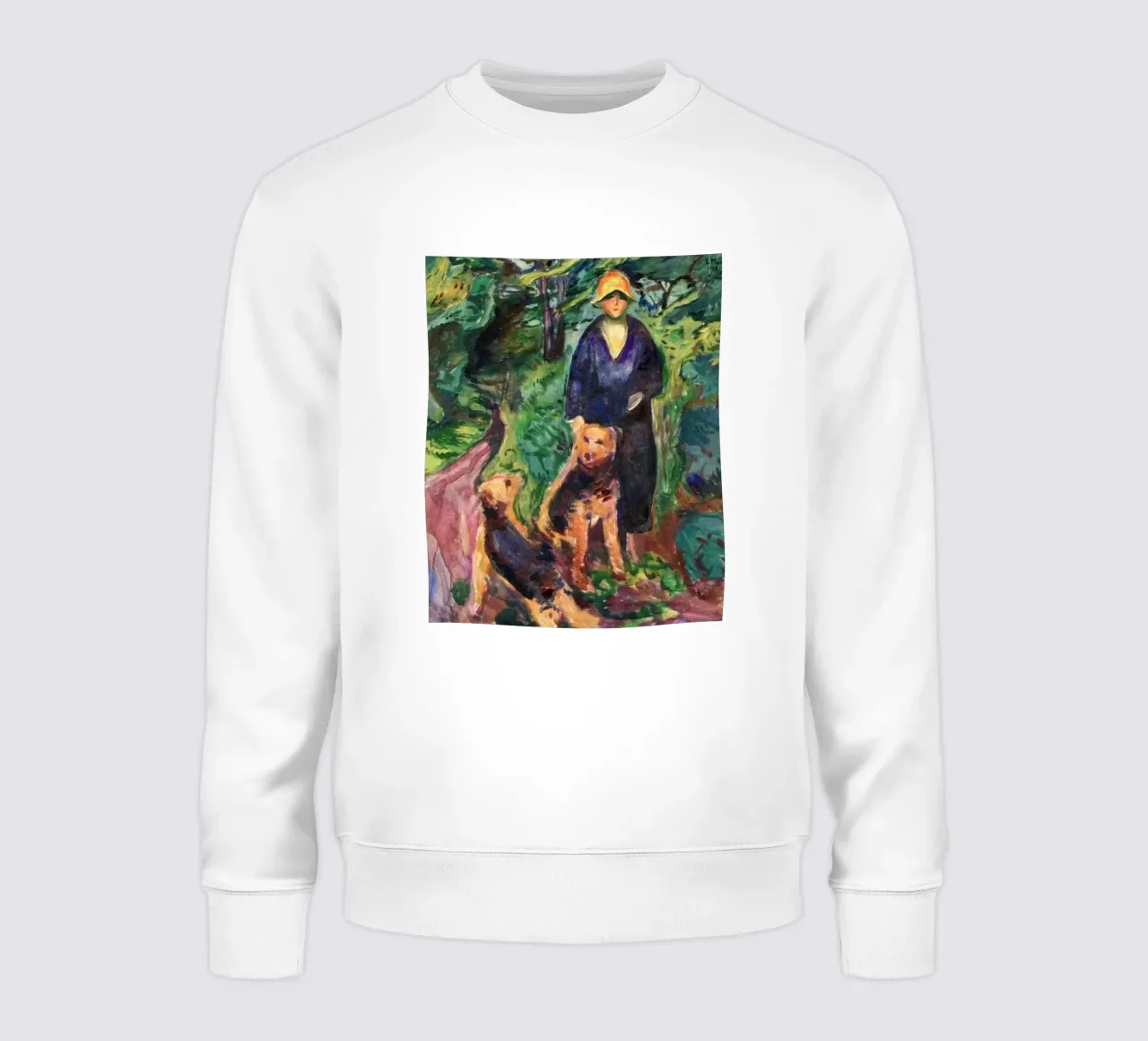 caccia nella foresta con due cani felpa da cupcup art