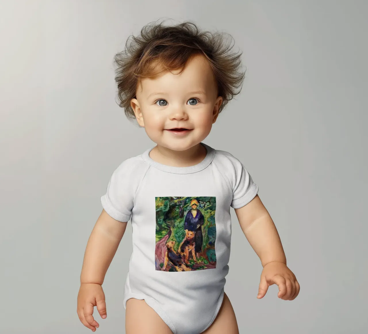 caccia nella foresta con due cani body neonato maniche corte da cupcup art