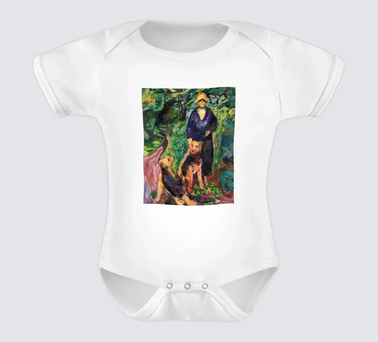 caccia nella foresta con due cani body neonato maniche corte da cupcup art