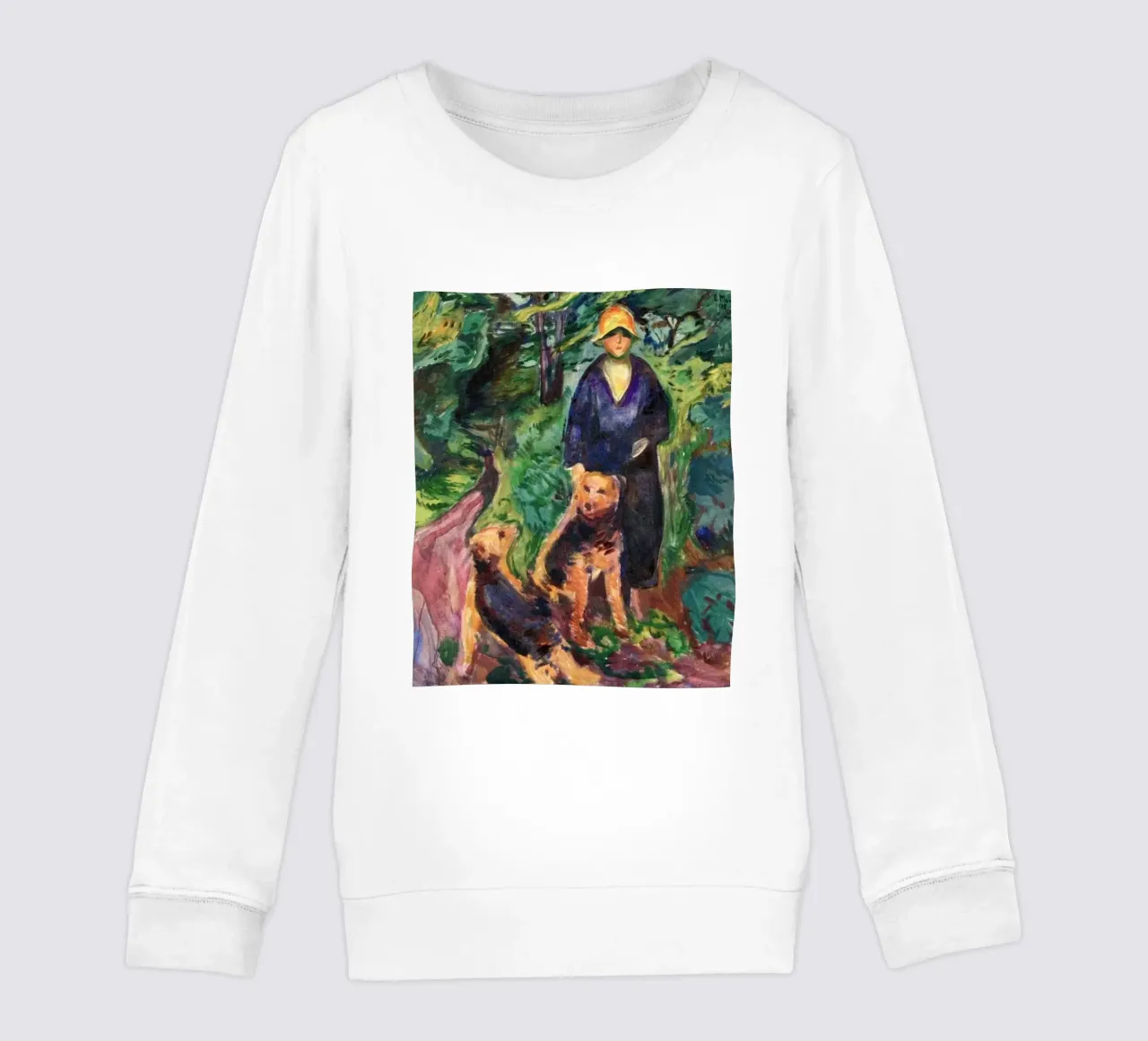 caccia nella foresta con due cani felpa bambino da cupcup art