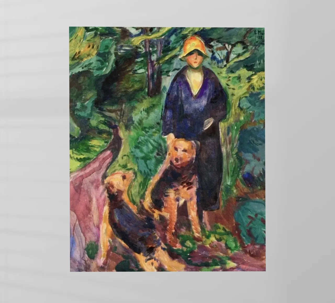 caccia nella foresta con due cani pellicola backlit da cupcup art