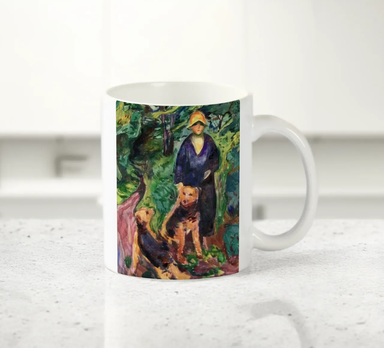 caccia nella foresta con due cani tazza in ceramica da cupcup art
