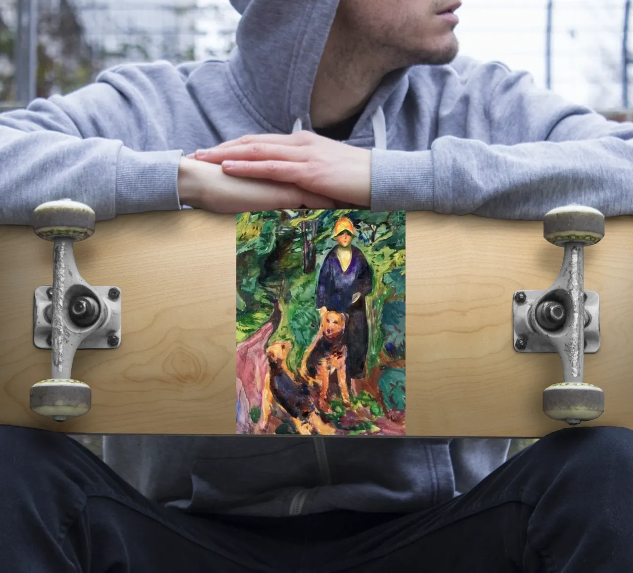 hunting in the forest with two dogs sticker by cupcup art