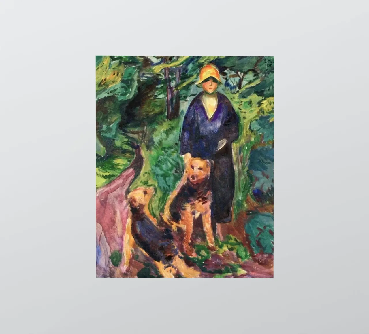 hunting in the forest with two dogs sticker by cupcup art