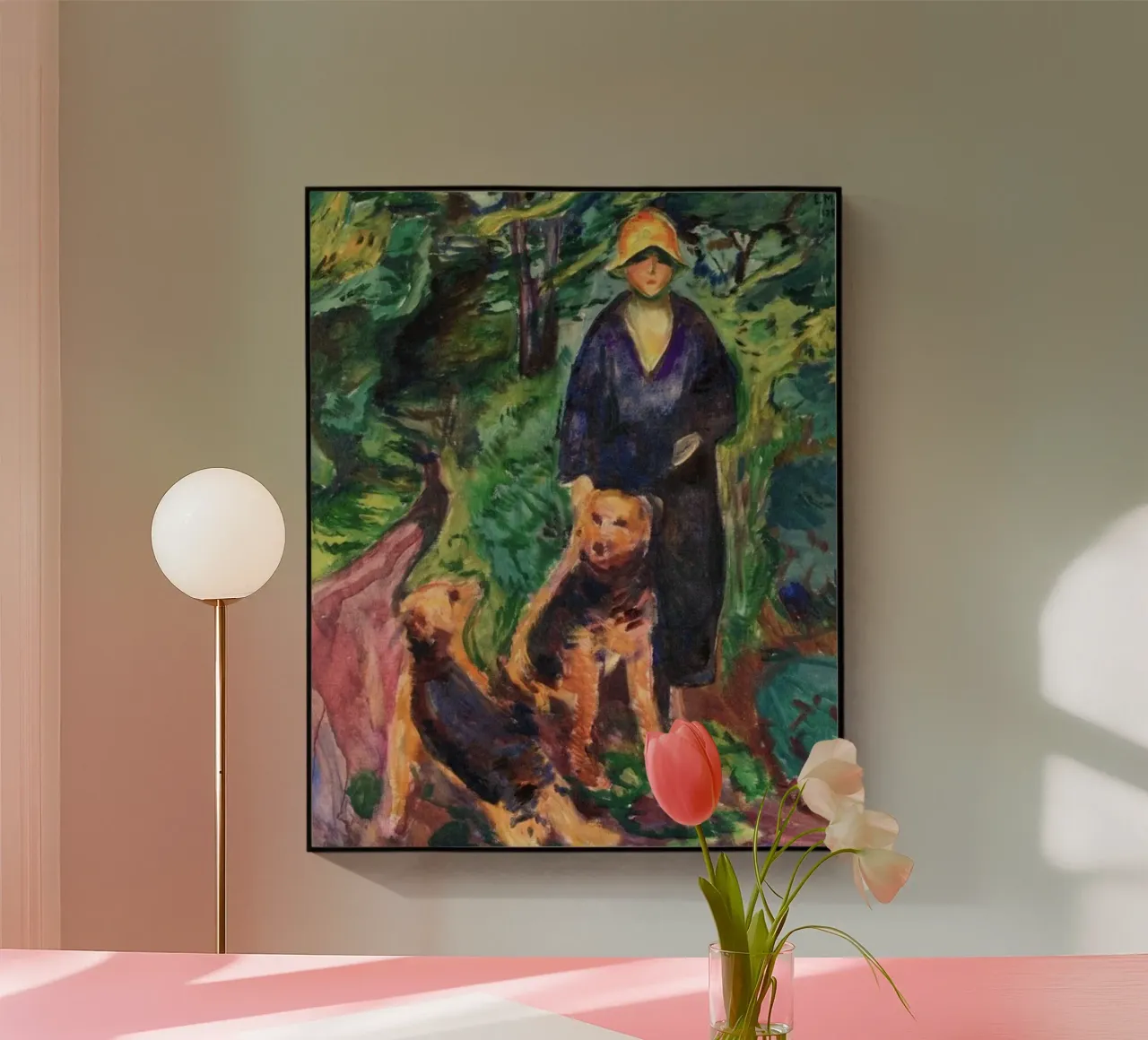 caccia nella foresta con due cani plexiglass da cupcup art