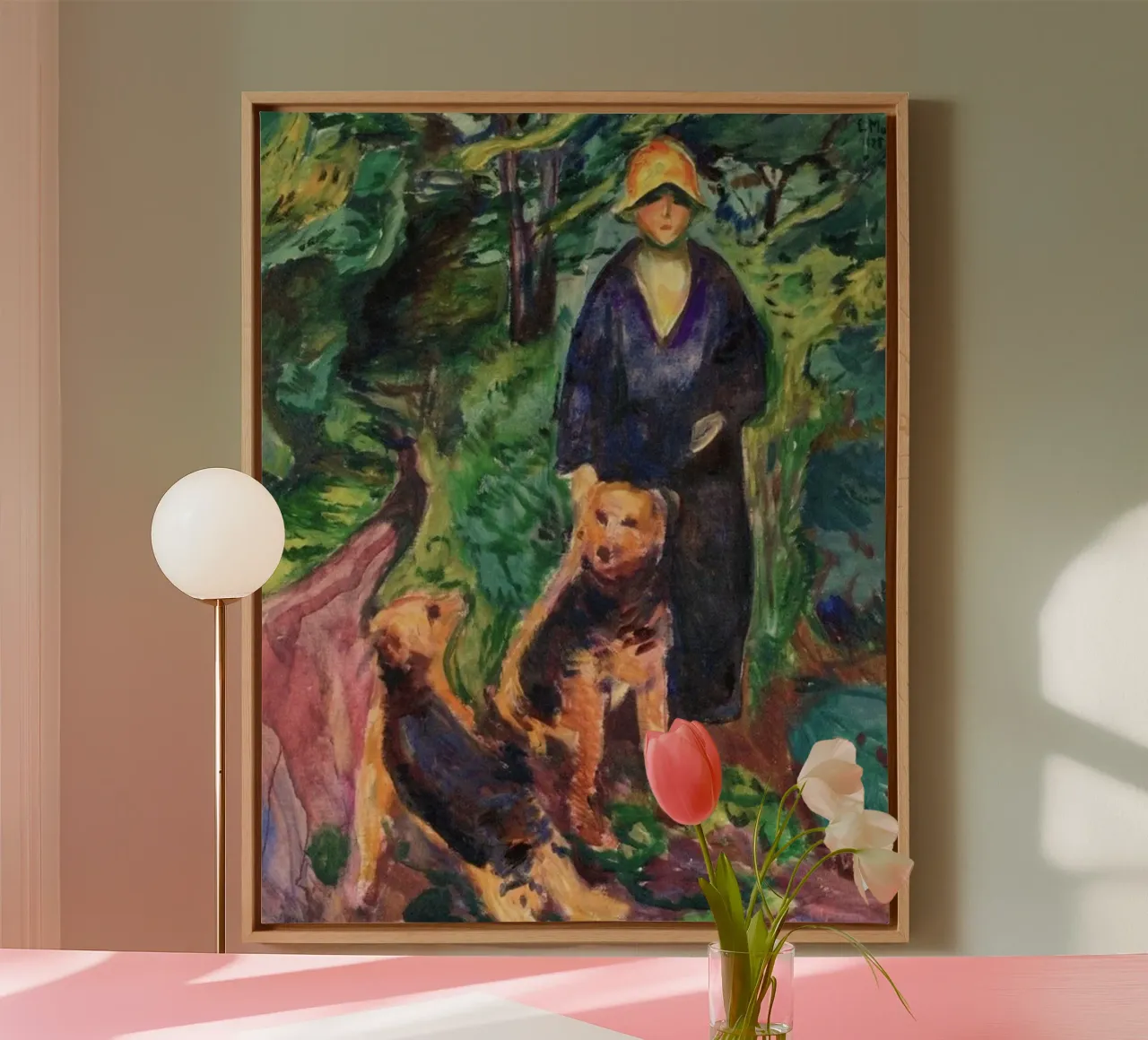 hunting in the forest with two dogs canvas by cupcup art