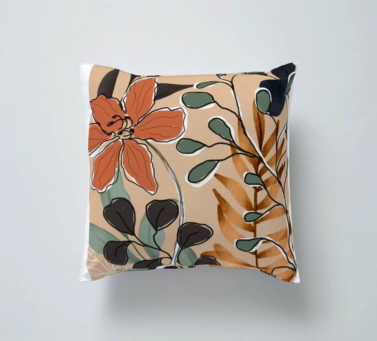 Elegant Botanical Line Art 1 cuscino da Nadjaa