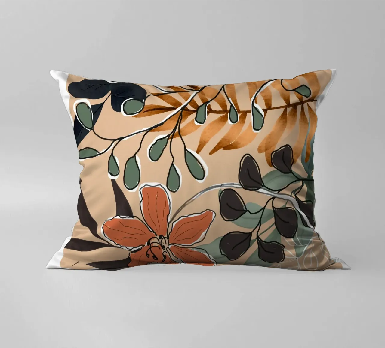 Elegant Botanical Line Art 1 cuscino da Nadjaa