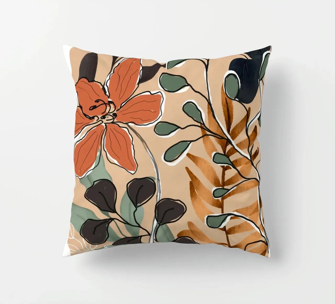 Elegant Botanical Line Art 1 cuscino da Nadjaa