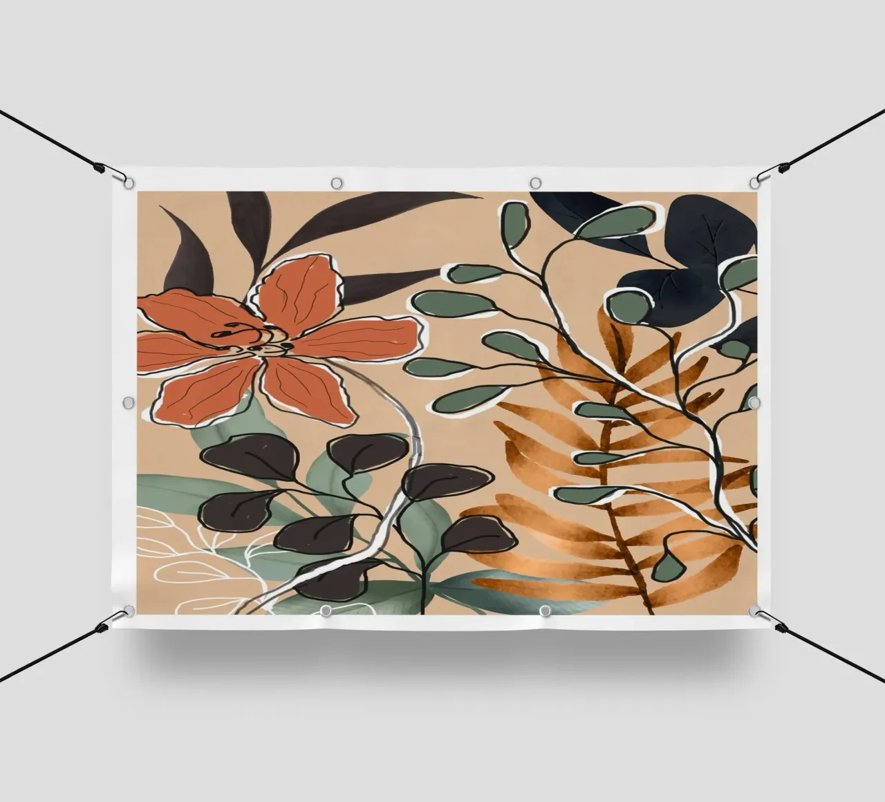 Elegant Botanical Line Art 1 telo in pvc da Nadjaa